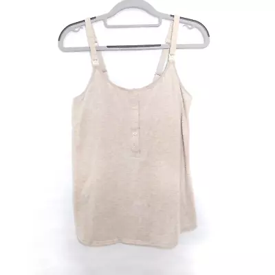 $8.68 • Buy Gilligan Omalley Nursing Top L Cami Adjustable Straps Button Stretchy Oatmeal