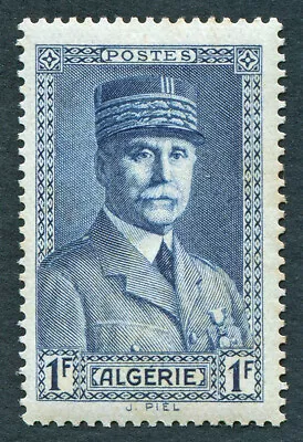ALGERIA 1941 1f Blue SG174 Mint MH FG Marshal Pétain #B03 • £1.29