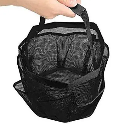 Black 8 Portable Mesh Shower Bathroom Basket Bag Quick Dry Breathable Caddy Tote • $6.06