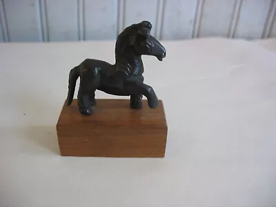 Vtg Miniature Bronze? Horse Statue On Wood Stand • $21.78