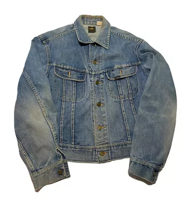 VTG 70s 80s LEE Denim Jean Jacket Mens Union USA Made Trucker Blue Small O9 • $80