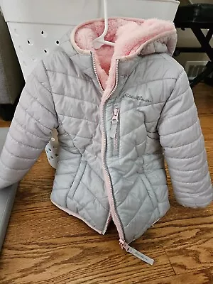 Eddie Bauer Toddler Kids Pink Grey Reversible Parka Jacket Fleece 3T • $12.95