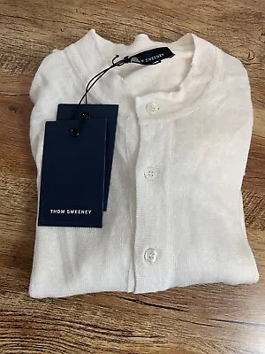 Thom Sweeney Sweater 100% Linen Medium Henley Cream Long Sleeve BNWT RRP £345 • £21