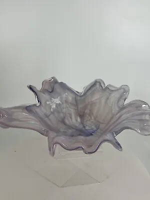 Murano Hand Blown Art Glass Bowl Purple And White Swirl Gorgeous Flawless Piece • $80