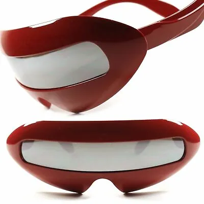 $12.99 • Buy Unique Alien Space Robot Costume Cyclops Mirrored Futuristic Sunglasses Red