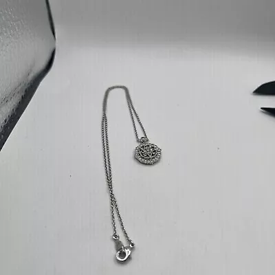 $19 • Buy Nadri Necklace Crystal Pendant Circle Cut Silver Tone Chain  16”.   Y