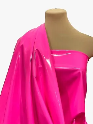 4 Way Stretch Pu Coated Vinyl  Hot Pink Fluorescent  Fabric. 58    • $17