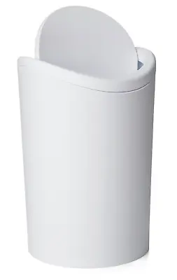 Superio Small Bathroom Trash Can With Swing  Lid 6 L Plastic Mini Waste Bin • $24.99