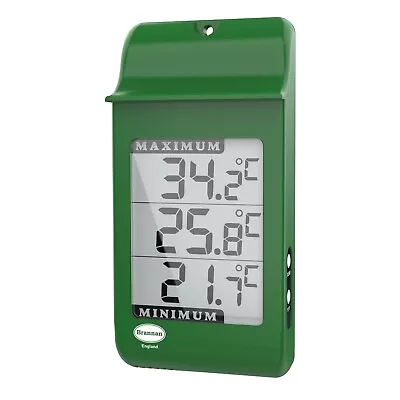 Large Digital Max Min Thermometer In Green - Greenhouse Gardening - 12/427/3 • £11.95