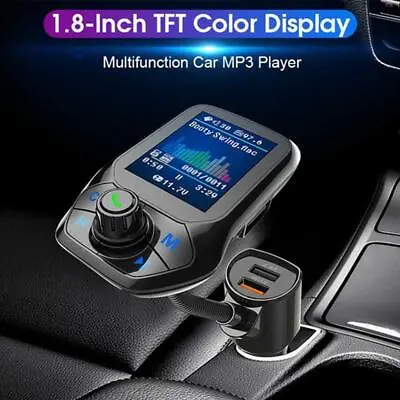 Car Bluetooth 5.0 Receiver FM Transmitter Kit Dual Car Charger USB U3F0 • £8.49