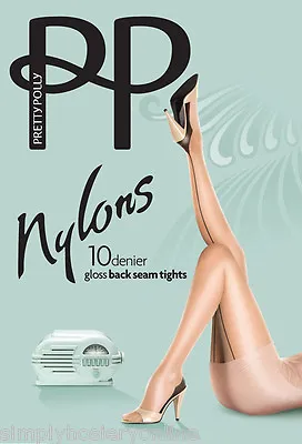 $8.34 • Buy Pretty Polly Nylons Backseam Gloss Tights 10 Denier Pantyhose 1 Pair Cuban Heel