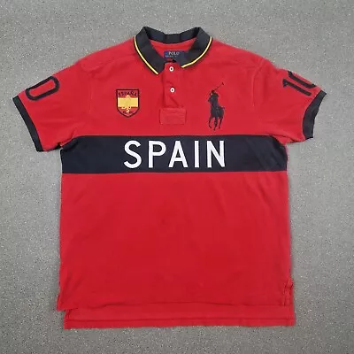 Polo Ralph Lauren Shirt Mens Extra Large Red Classic Fit Spain Espana Big Pony • $44.19