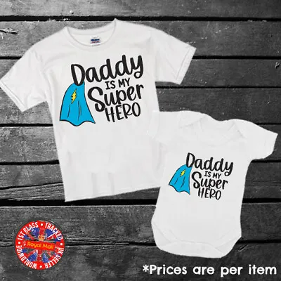 Daddy Is My Superhero T-shirt Bodysuit Boys Girls Gift Kids • £8.99