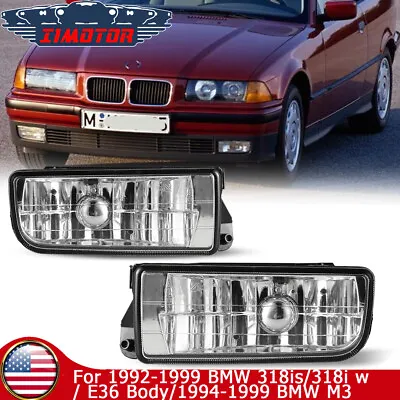 Fog Lights For 1992-1999 BMW 3 Series E36 M3 Driving Clear Glass Lens Pair Lamps • $34.99