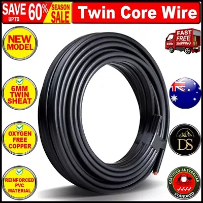 2 CORE 6MM TWIN Extension WIRE CABLE X 10M METRE BATTERY CARAVAN TRAILER 4X4 12V • $49.20