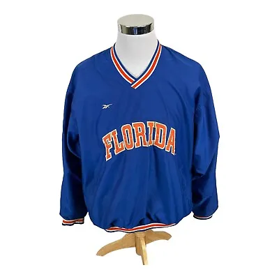 Vintage Florida Gators Jacket Mens Large L Blue Orange Reebok NCAA Windbreaker • $24.99