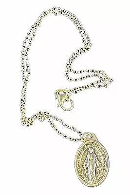 Holy Mother Mary Miraculous Medal Marian Cross Italy Pendant & 925 Silver Chain • $20.48