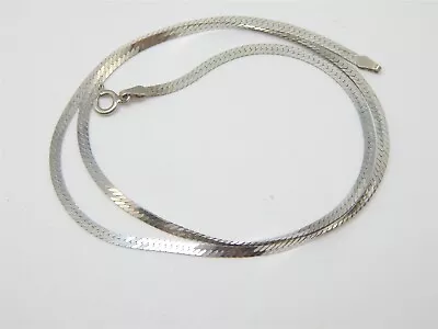 Simple Sterling Silver 925 Polished Herringbone Chain Necklace 18  - Italy  • $21.60