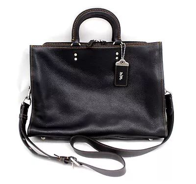 Coach 1941 Rogue Brief Briefcase Black Pebble Leather Laptop Bag Handbag - 11104 • $379.95