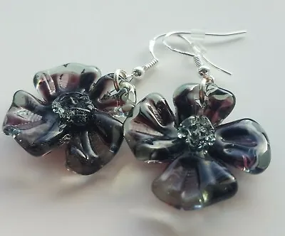 Handmade Earrings Genuine Murano Glass Jewellery  Flowers Great  Gift • £25.60