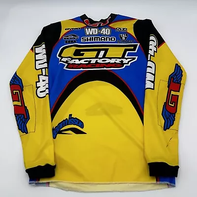 VTG 90s Youth Aussie GT Factory Racing Motorcross BMX Large Yellow AOP Jersey • $99.99