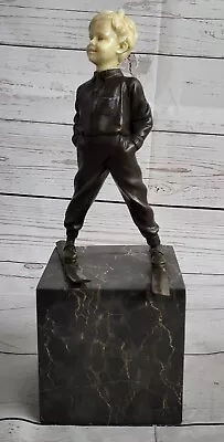 Art Deco Sculpture Sport Athletics Man Skiing Absrtact Bronze Statue Figurine • $124.50