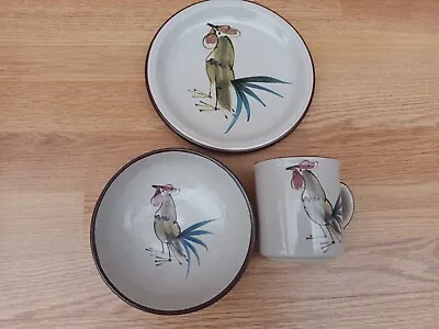 £17.50 • Buy Grayshott Pottery Surrey Ceramics Cockerel Mug, Plate & Bowl