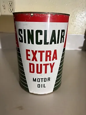 Vtg 1950s Sinclair Extra Duty Motor Oil 5 Quart Oil Can Tin Dino Gas & Oil #0011 • $99