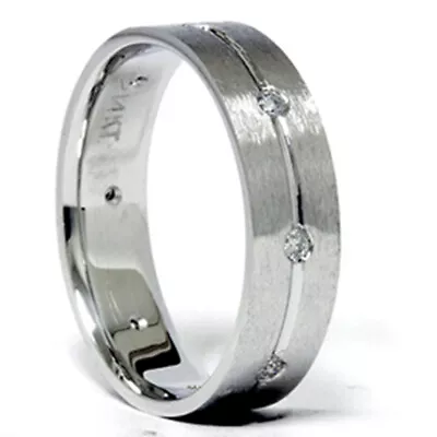 Mens White Gold Comfort Fit SI Diamond Wedding Band New • $773.45