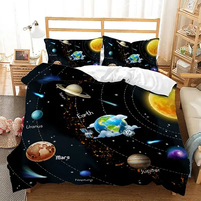 $56.74 • Buy Space Planet Universe Galaxy Star Duvet Cover Quilt Cover Pillowcase Bedding Set