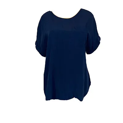 Gap Maternity Blue Cuffed Sleeve Shirt Womens Size M New Short Sleeve Pullover • $7.50