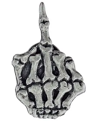 Skeleton Middle Finger Pewter Jacket Vest Hat Finger PIN • $11.95