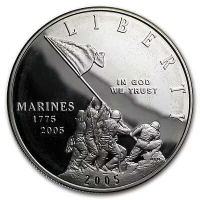 2005-P Marine Corps 230th Anniv $1 Silver Commem Proof (Box/COA) • $85.55