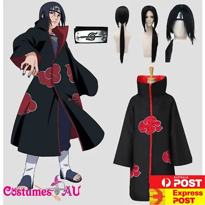 Kids Naruto Akatsuki Costume Cloak Robe Anime Boys Cosplay Uchiha Sasuke Itachi • $26.64