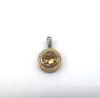 David Yurman Citrine Yellow Sapphire 18k Yellow Gold 925s Round Pendant Necklace • $699