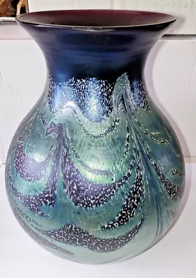 Merlins Web Stunning Okra Iridescent Lustre Glass Vase With Textured Finish 18cm • £10