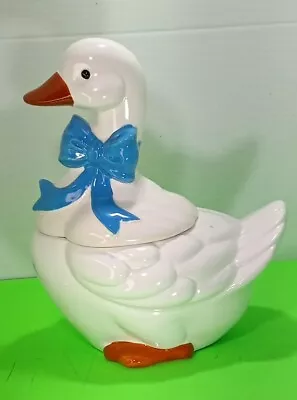 Vintage Duck Cookie Jar / B & D (made In Japan) 13  Tall White W/Blue Neck Tie  • $5.95