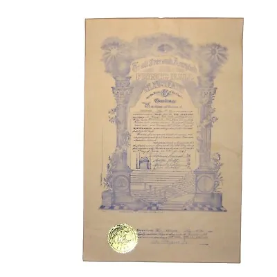 Prince Hall Lodge 86 Abercorn Framed 1967 Certificate Masons • $200