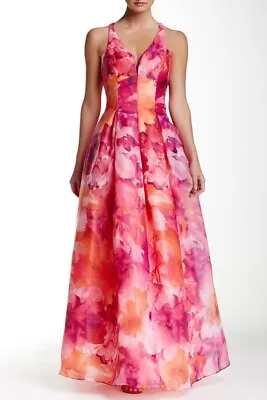 MARINA Cross Back Printed Ball Gown (size 6) # • £47.49