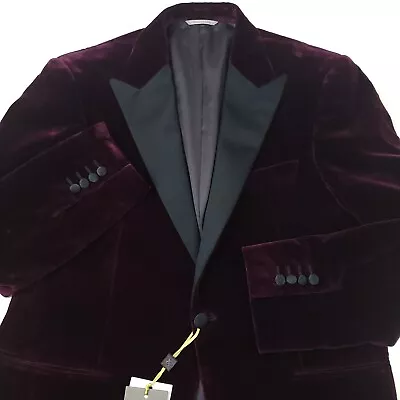 $1495 Canali Dark Red Velvet Dinner Jacket Coat Mens Size US 42R (Italy 52R) • $562.49