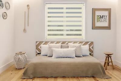 Click-IT Day & Night Zebra Vision Roller Blind - Cream - Various Sizes • £39.95