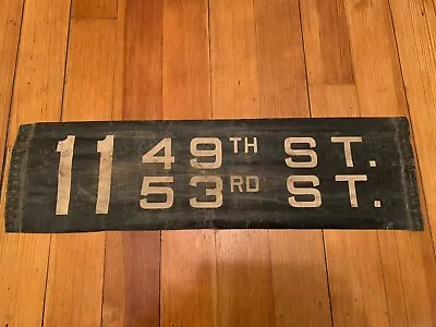 Ny Nyc Bus Trolley Roll Sign Brooklyn 49th 53rd Street Old Primitive Vintage Art • $89.95