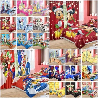 Cartoon Doona Duvet Cover Bedding Set Matching Curtains • £31.19