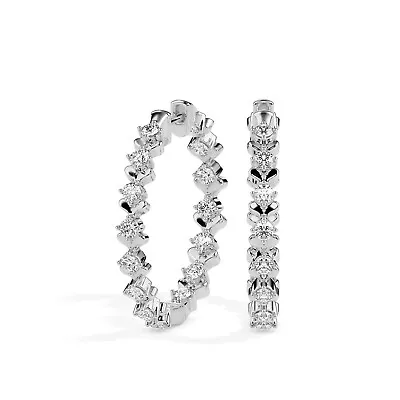 Petite And Sparkling: Sterling Silver 925 Hoops In White Gold Plating For Women • $65