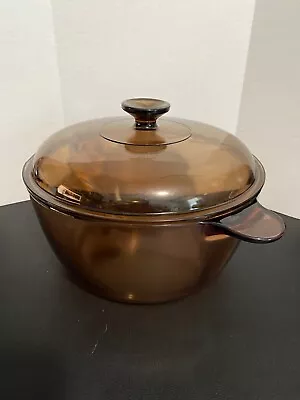 Corning Pyrex Vision Ware Amber Cookware 4.5 L Dutch Oven Stock Pot & Lid USA • $35