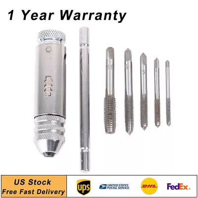 New M3-M8 T-Handle Ratchet Tap Wrench Machinist Tool +5Pcs Screw Thread Plug Tap • $15.27