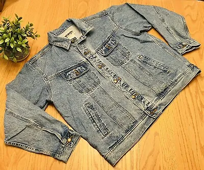 $78 VINTAGE Wrangler Jean Jacket RUGGED Mens L/XL Western Denim Coat  • $17