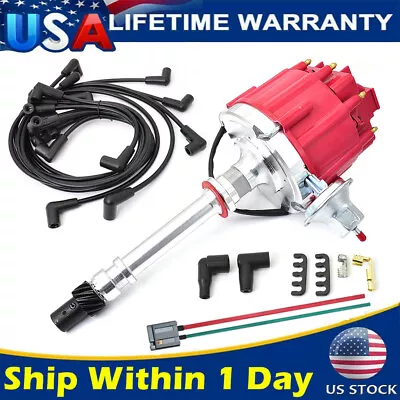 For Chevy SBC 305 350 BBC 454 Block V8 HEI Distributor+Spark Plug Wires+Pigtail • $82.99