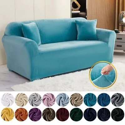 Elastic Velvet Sofa Cover Thick Warm Plush Slipcovers Living Room Longue Cover • $42.10