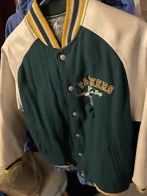 Vintage Nike Green Bay Packer NFL Leather Wool Letterman Varisty Jacket Mens XL • $1